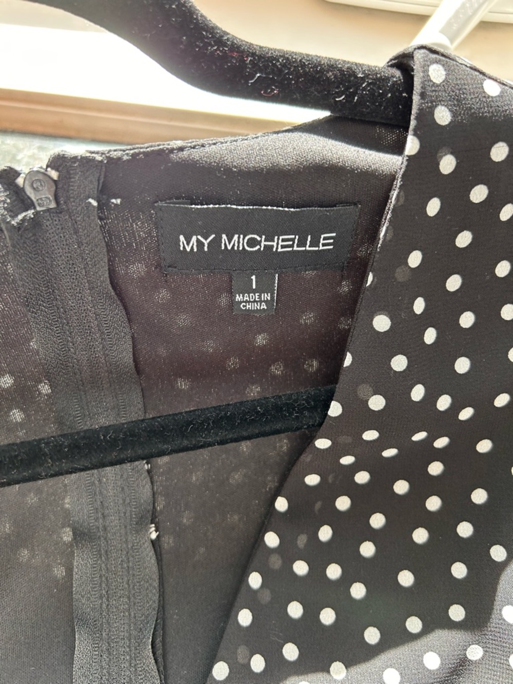 My Michelle Polka Dot Faux Wrap Skater Dress. Flutter Sleeve. Feminine. Retro. - Picture 5 of 12